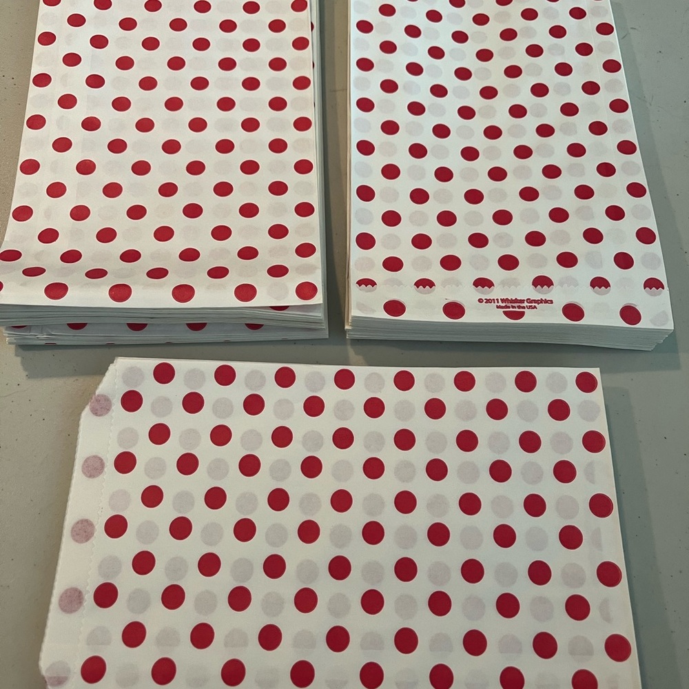 Red Polka Dot Paper Bags 100 for 20.00